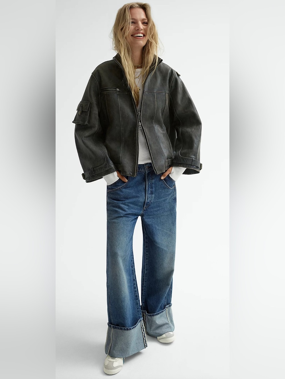 We The Free Final Countdown Cuffed Wide Leg Jeans - Blue - Picture 1 of 12